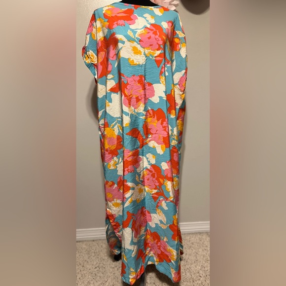 Like Love Pink and Blue MuMu-Style Resort Maxi Dress Sz 1x PTP 26” - Picture 3 of 7